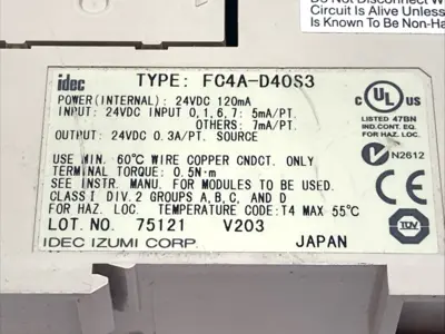 Used IDEC MicroSmart PLC Programmable Computer Module 40 I/O 24VDC PLC Processors Michigan US | Maverick Industrial Sales #1398870