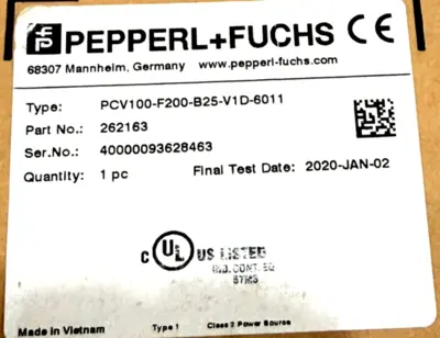 NEW PEPPERL+FUCHS PCV100-F200-B25-V1D-6011 OPTICAL READING HEAD 262163