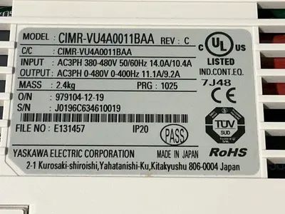 USED YASKAWA CIMRVU4A0011BAA