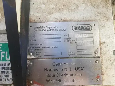 Centrifuge, Disc, Separator, Westfalia, Mdl TA1-01-525 #S743762