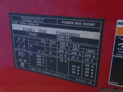 Used LINCOLN ELECTRIC POWER MIG 350MP Mig Welders Ohio US | HGR 24 #900526