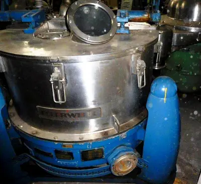 Ellerwerk/Heine 40 x 16 gastight perforate basket centrifuge, 316SS.