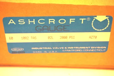 NEW ASHCROFT 60-1082-TAS-02L-2000 GAUGE 2000 PSI 601082TAS02L2000