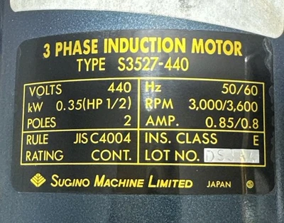 New | in-Stock Sugino Machine Limited S3527-440 Miscellaneous Equipment (Electrical & Power) Indiana US | J&J Industrial Supply #1309871