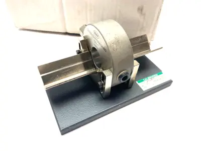 USED MAHR DIMENSIONAIR 2-JET AIR RING GAUGE W/ GUIDE CHUTES & BASE PLATE