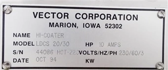 Used VECTOR _UNKNOWN_ Coating Pans Connecticut US | DMC Industries #1281759