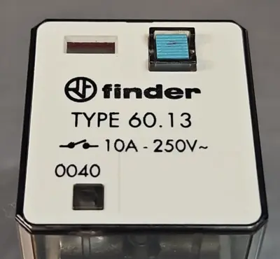 Finder 60.13 10A 250V 24VDC Relay W/90.73 Base Rail Mount Loc4B47