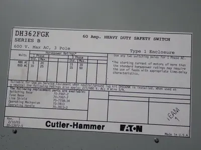Eaton 60 A Heavy Duty Switch