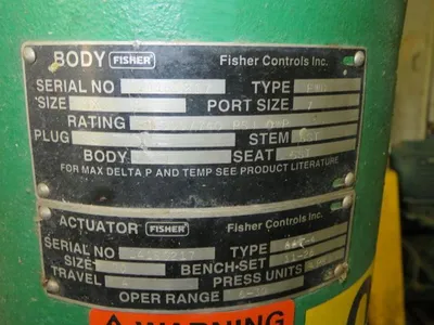 Fisher Control Valve type EWD, size 6"x 8" class 300