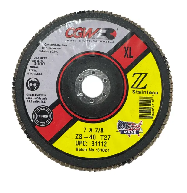 CGW 7" x 7/8" Flap Disc 36 Grit, T27, Aluminum Oxide