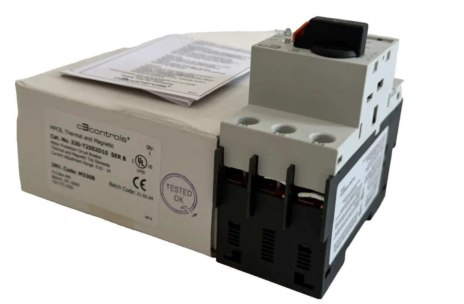 NEW C3CONTROLS 330-T25S2D10 CIRCUIT BREAKER SER. B 330T25S2D10
