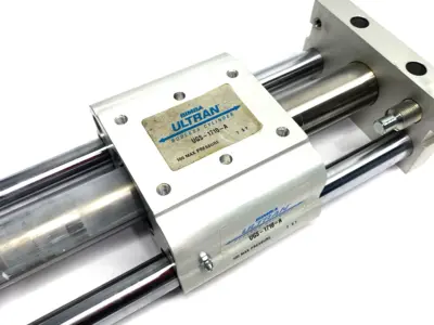 USED BIMBA ULTRAN GOLD COUP. STRENGTH RODLESS SLIDE CYLINDER, DBL-ACTING