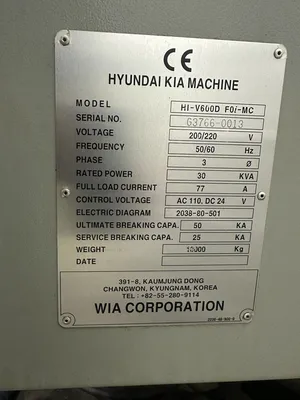 2011 HYUNDAI WIA HIV600D Vertical Machining Centers | Machinery Source, LLC (9)