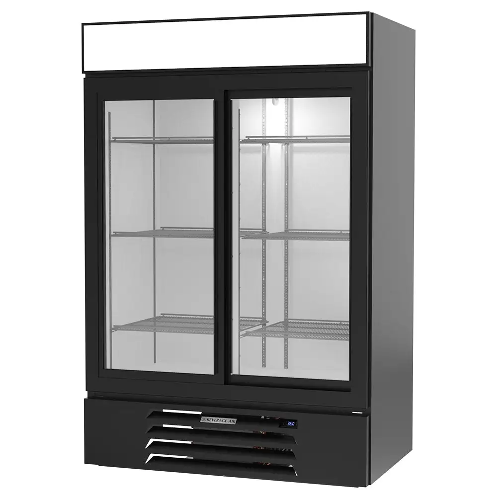 Beverage-Air MMR45HC-1-B 52" Marketmax™ Two Section Glass Door Merchandiser - (2) Sliding Doors, Black, 115v