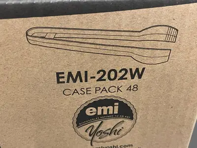 Yoshi EMI-202W 7-inch Tong White High Gloss Extra Heavyweight Disposable Plastic Tongs - Case Pack 48