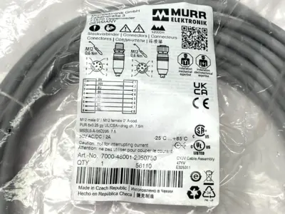 New | in-Stock Murrelektronik Double End Connector Cable M12 M/F 8-Pole 7.5m Cable & Wire Michigan US | Maverick Industrial Sales #1461077