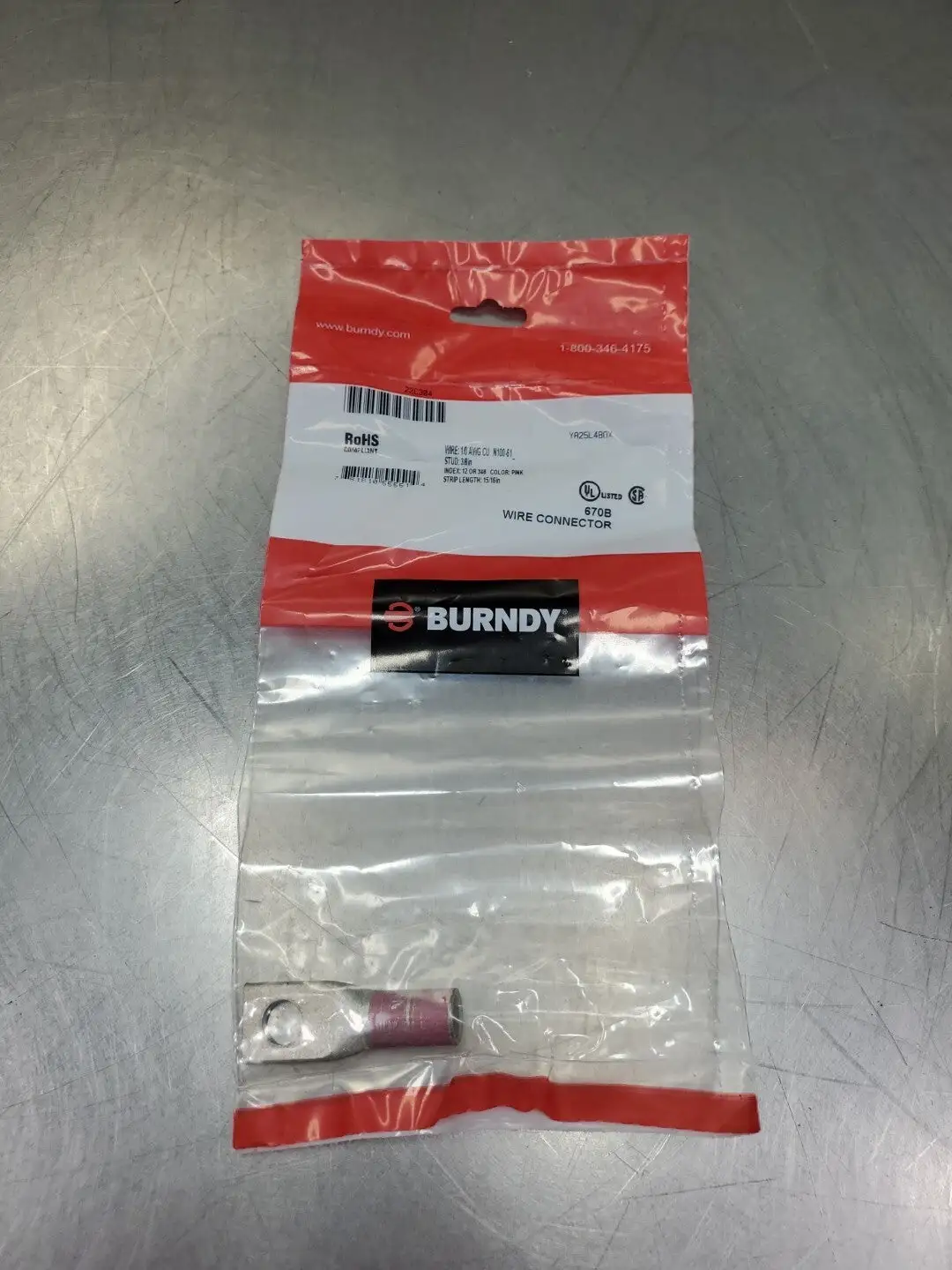 Burndy 670B Wire Connector, (10 AWG CU) ⅜IN STUD. 4E-35