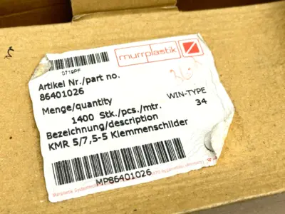 New | in-Stock Murrplastik Snap-In Label Strip KMR 5/7,5-5 WIN-Type 34 LOT OF 1584 Blank Label Michigan US | Maverick Industrial Sales #1392548