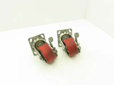 4" Caster Wheel Poly/Cast Locking Swivel Base 2" Wide 5-1/2" Height Lot of 2