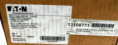 USED EATON R9J3060FJ FUSIBLE ROTARY DISCONNECT 60A 3POLES 600VAC