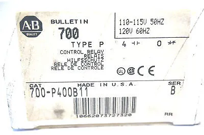NEW ALLEN BRADLEY 700-P400B11 CONTROL RELAY SER. B 700P400B11