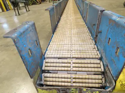 New London Engineering 7.5"x12' Plastic Roller Belt Accumulating Conveyor 30 FPM