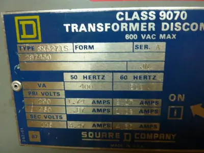 USED SQUARE D 9070-SK5271S