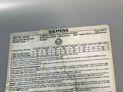 Used SIEMENS HF362 Disconnects Ohio US | HGR 24 #1272611