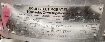 (2) Rousselet Robatel DRC 60 Vx AV 1S man vertical peeler centrifuges, 316L SS.