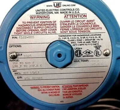 NEW UNITED ELECTRIC E122-8BS TEMPERATURE SWITCH E1228BS