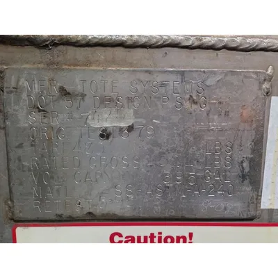 Used 395 Gal Stainless Steel Portable Liquid Tote Bin