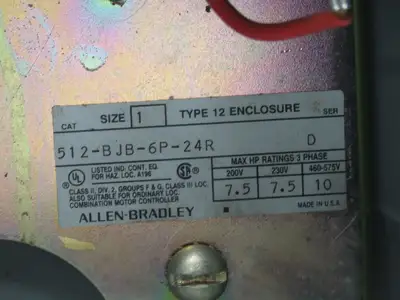 Allen-Bradley 512-BJB-6P-24R Combination Starter Fusible 600V 3PH 10HP