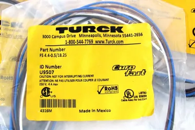 LOT OF 14 NEW TURCK FS 4.4-0.5/18.25 RECEPTACLE U9507 FS44051825