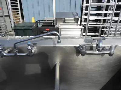 Used Falcon Restaurant Supply Used 2 Bay Stainless Steel Commercial Sink with Twist Drains - SS23 Sinks Illinois US | Falcon Restaurant Supply #1376466