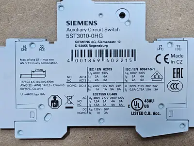 Used SIEMENS 5ST3010-0HG Circuit Breaker Parts British Columbia CA | Lenmark #1489005