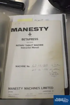 USED Manesty Manesty Betapress Tablet Press, 16 Station