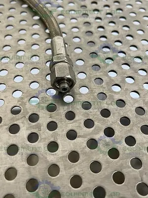 USED 24" STAINLESS STEEL BRAIDED HOSE W/ 1/2" NPT FITTING