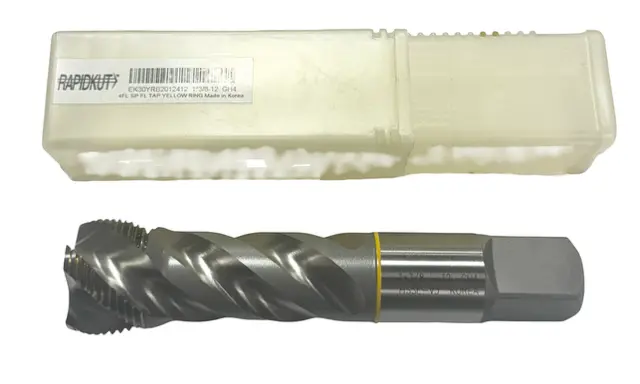 RapidKut 1-3/8"-12 HSSE-V3 Spiral Flute Semi-Bottoming Tap 4FL Yellow Ring GH4
