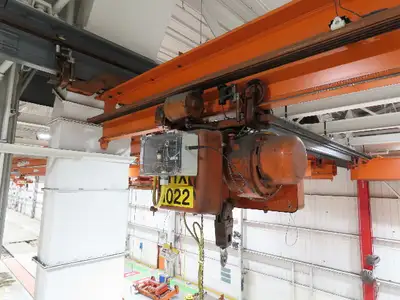 Cleveland Tramrail P&H 1/2 Ton Single Girder Underhung Bridge Crane 45' 10" Span