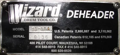 USED WIZARD DRUM TOOL CO. HD-RFA