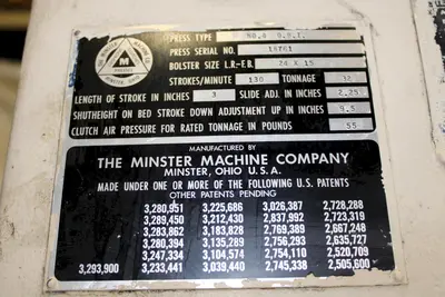Used MINSTER 4 O.B.I. Presses Ohio US | D & D Industries #1271585