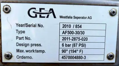 Westfalia BilgeMaster-D 6000 fuel oil purifier system.
