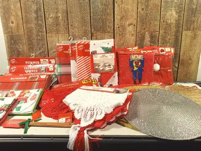 Huge Lot of Christmas (Table Mats, Kitchen towels, etc.)