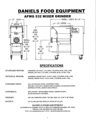 Daniels AFMG 532 Mixer/Grinder - Professional Commercial Meat Mixer and Grinder, 5HP, 230V, 3 Phase