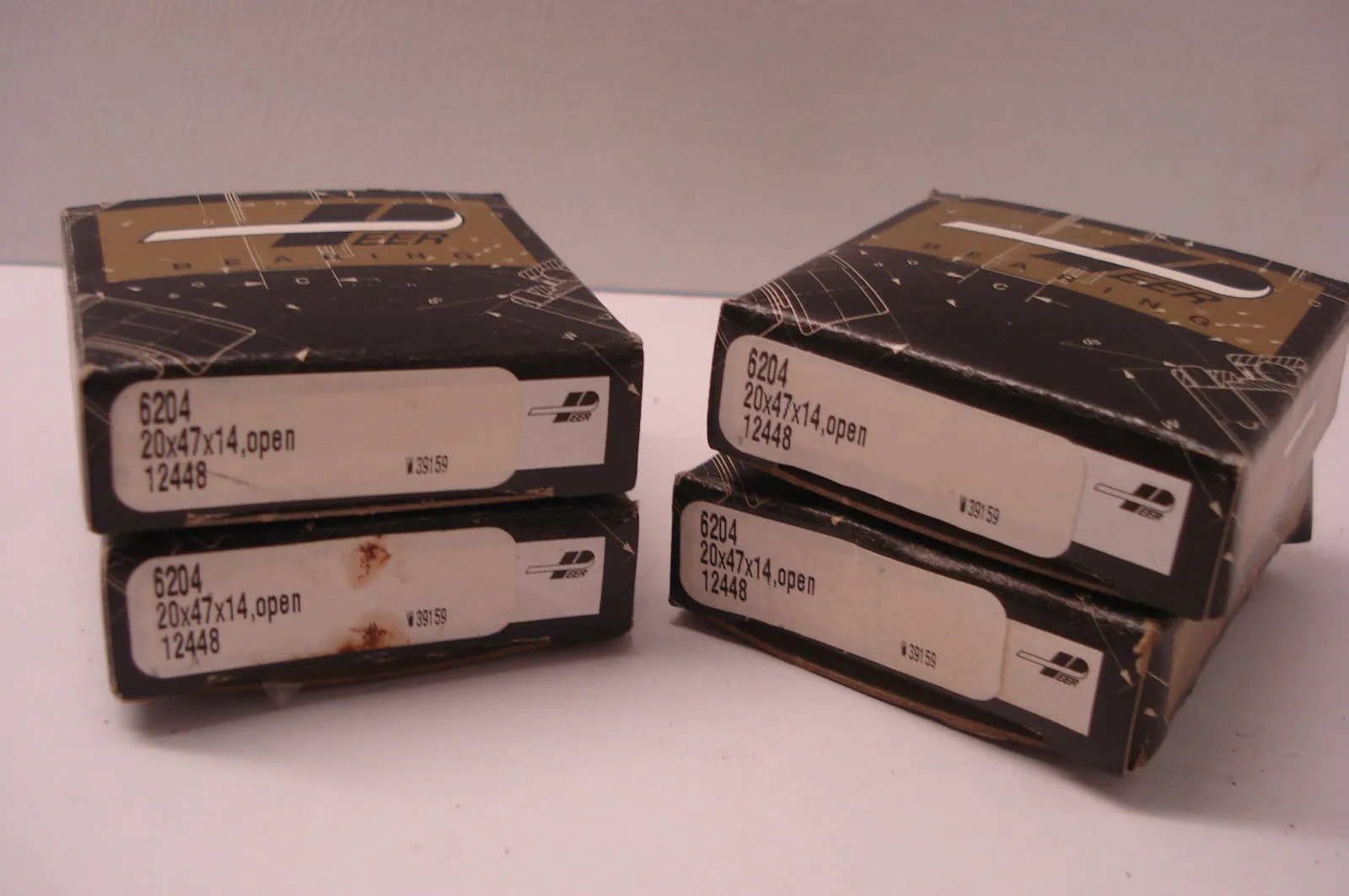 4 NEW PEER 6204 BEARING 20X47X14 OPEN 12448