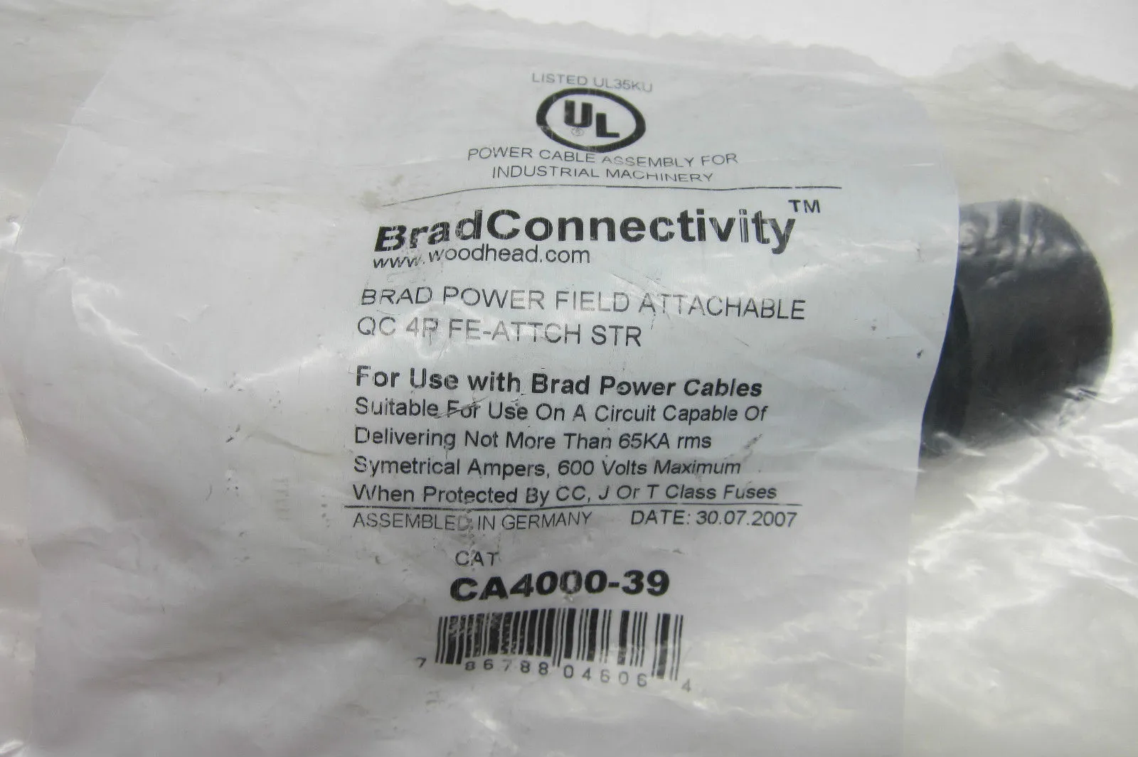 NEW BRAD HARRISON CA4000-39 CABLE ASSEMBLY CA400039