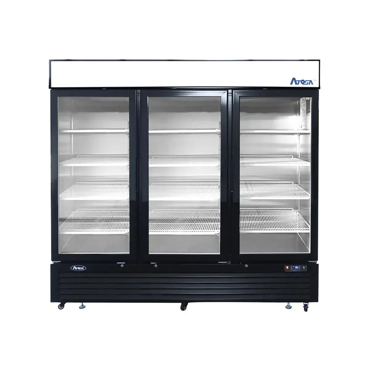 New | in-Stock Atosa New Atosa MCF8732GR Bottom Mount (2) Glass Door Merchandiser Freezer - 28.5 Cu Ft-Black Cabinet Display Freezers Illinois US | Falcon Restaurant Supply #1375436