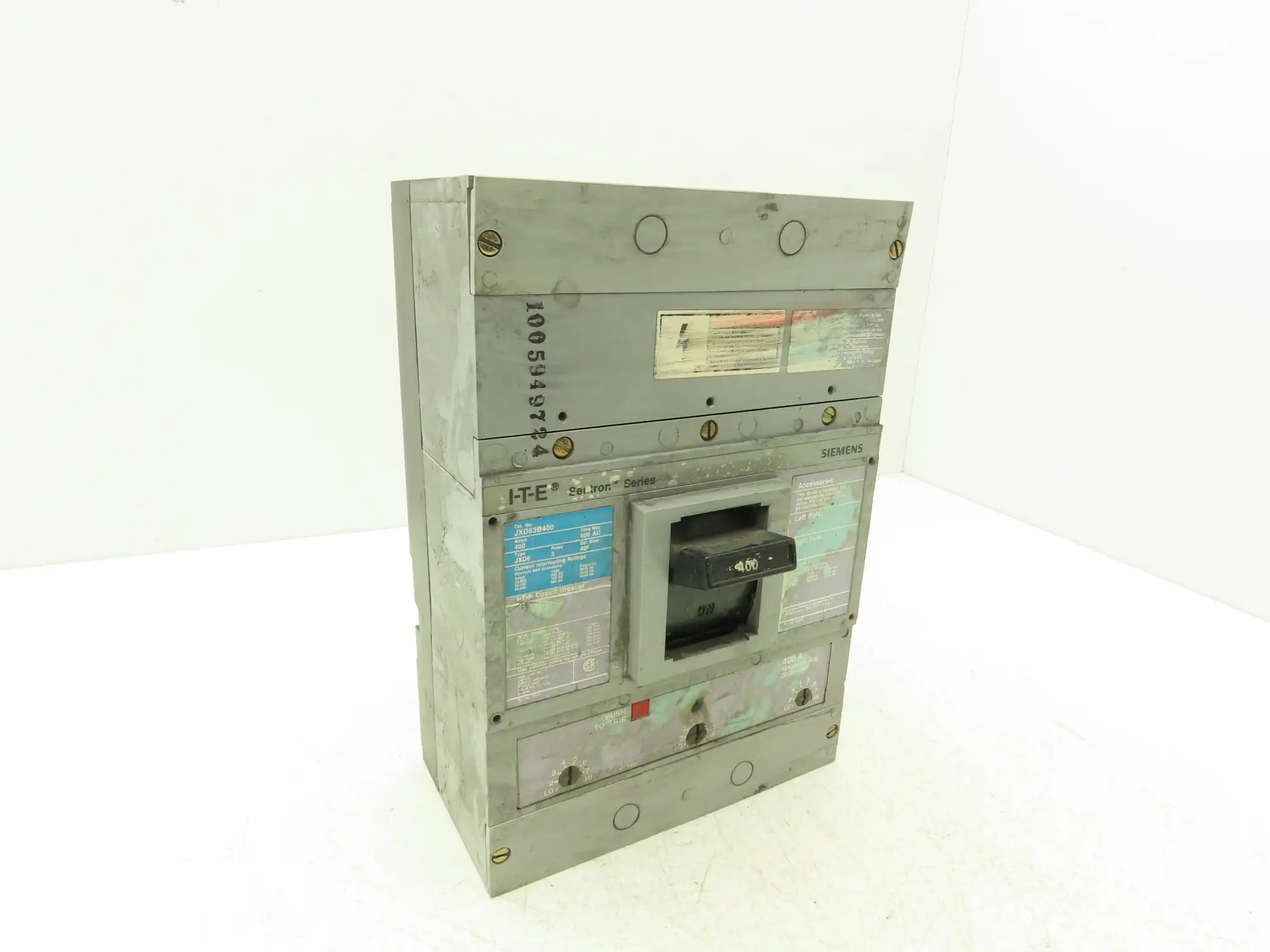 Siemens JXD63B400 ITE Sentron Circuit Breaker 400A 3 Pole 3PH 600V