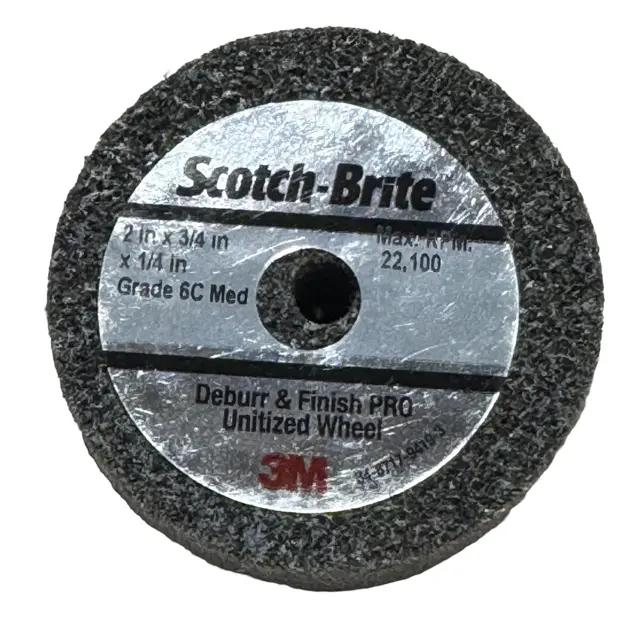3M Scotch-Brite  2" x 3/4" x 1/4" Deburr & Finish PRO Unitized Wheel 6C MED