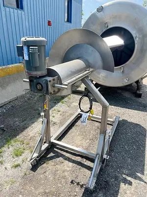 🔴 Heading to Auction May 27 - Used Rotating Drum Tumbler, 2000 Lbs Capacity, With Screw Conveyor